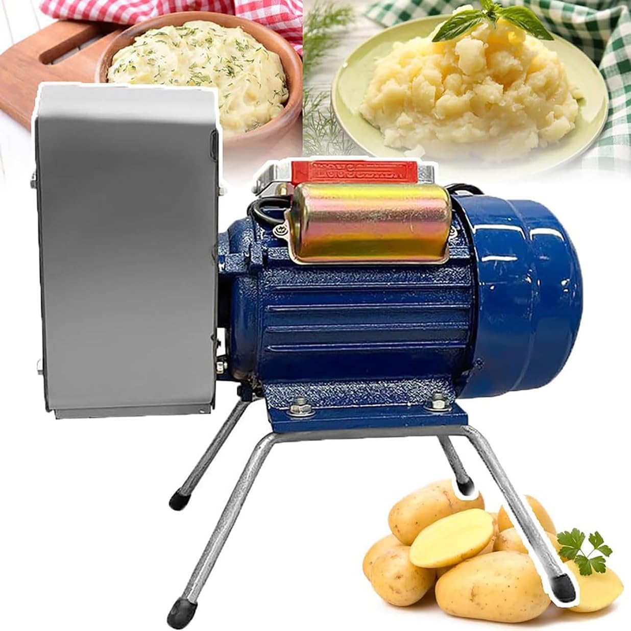 Machacador De Papas Eléctrico Comercial, Prensador De Papas De Acero Inoxidable De 750 W, Mezcla Puré, Batidor - Alimentos para Bebés, Verduras Y Papas, Salida De 20-30 Kg/H