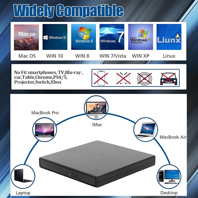 Unidad Lectora externa DVD y CD para laptop USB miniatura 6