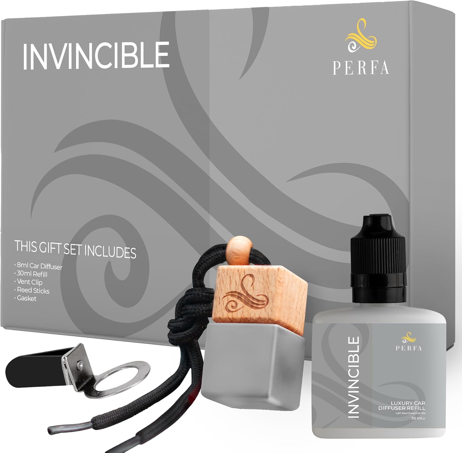 Invcturs Inspired Gift Set Car Air Freshener for Men | Car Air Freshener with Vent Clip 38ml Gift Set | Odor Eliminator | Marine Citrus, Warm Woods, Grapefruit | Automotive Perfume Diffuser by Perfa