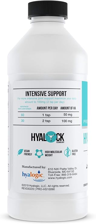 Hyalogic Hyaluronic Acid Liquid Supplement - 50mg High Molecular Weight Hyaluronic Acid for Joints, Advanced Joint Support, Vegan Oral Hydration Formula, 10 oz