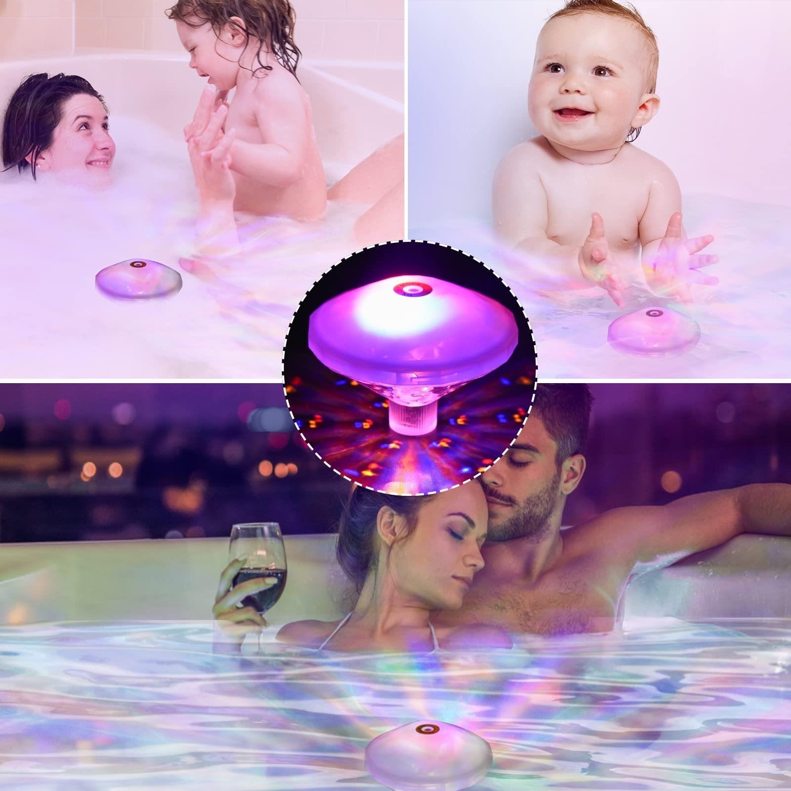 Światła podwodne Zatapialne światła LED — wodoodporne oświetlenie basenowe IP68, 7-trybowy reflektor w różnych kolorach, pływające światła do basenu/wanny/stawu(2pcs)