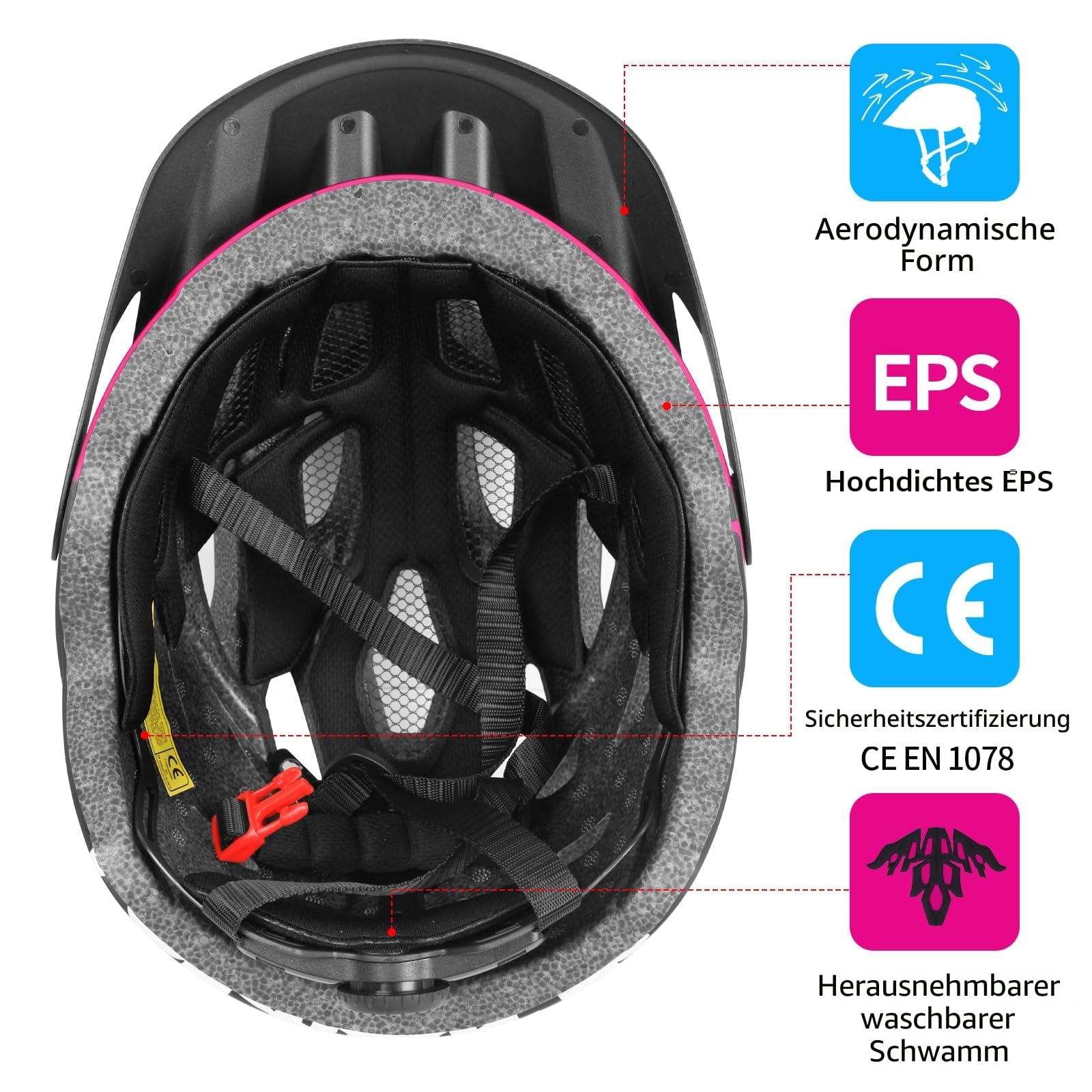 Fahrradhelm Erwachsene mit Visier und LED, 21 Belüftungsöffnungen, Fahrradhelm Damen, Mountain- und Rennradhelm für Herren und Damen, verstellbare Größe 57–61 cm