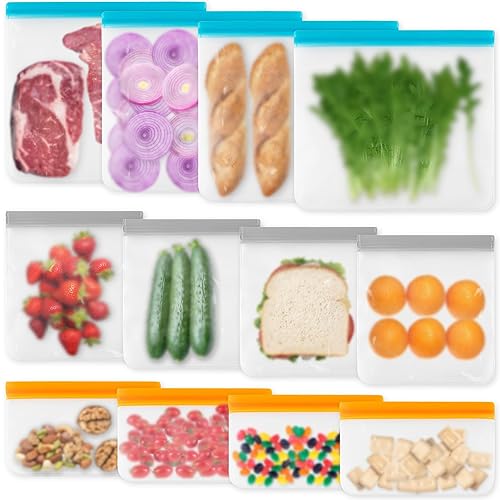 VUEKYN 12 Pack Reusable Freezer Bags