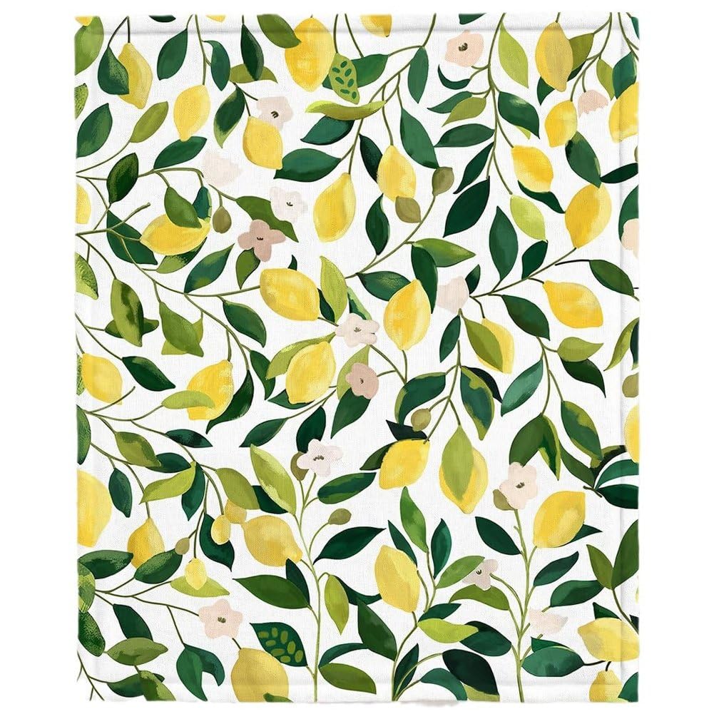 Couverture flanelle citron légère et thermorégulatrice