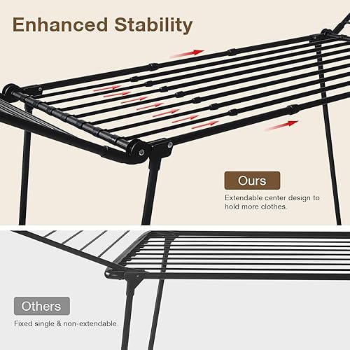 Miniatura 24 de Estante de secado de ropa, estante de lavandería Gullwing, plegable, ahorra espacio, con clips para calcetines, para ropa, toallas, ropa de cama