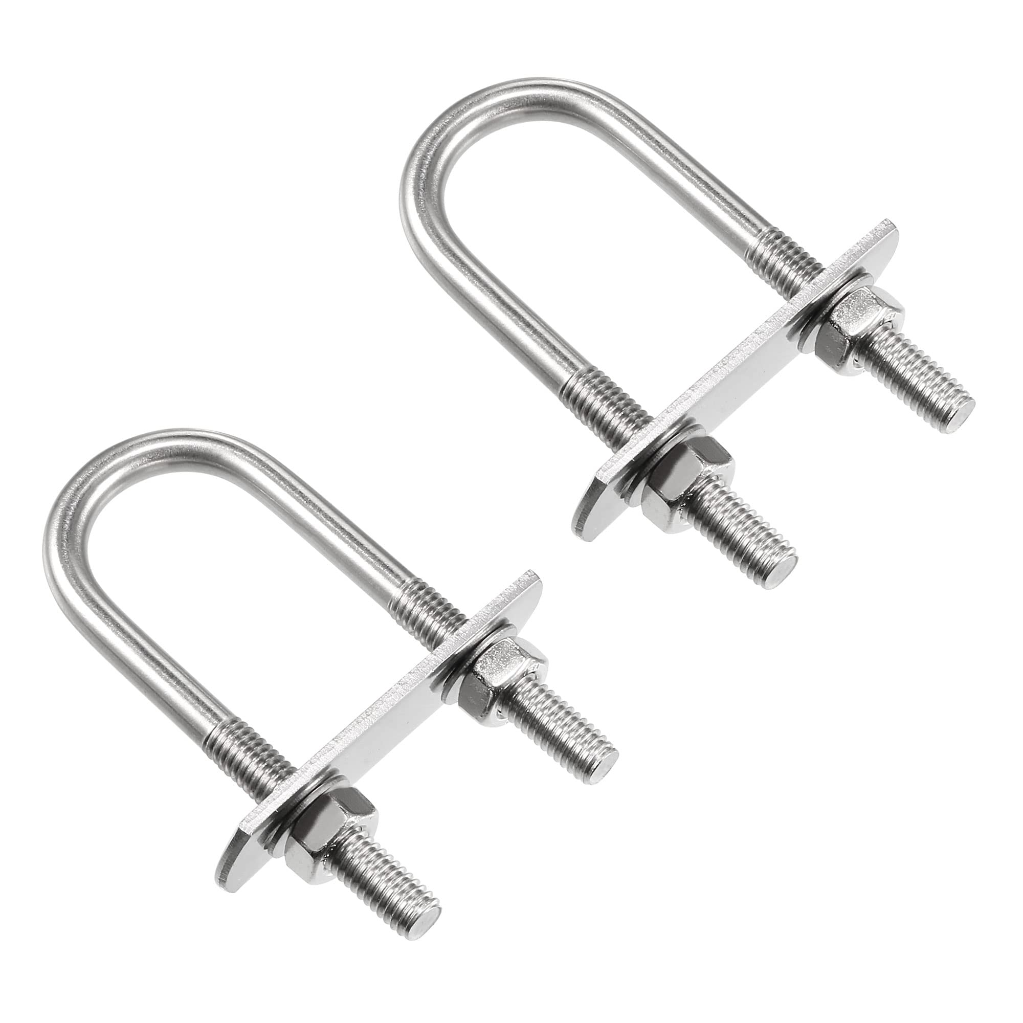 Square U-Bolts 2 Sets 37mm Inner Width 70mm Length M6 304 Stainless Steel U Clamp Bolt