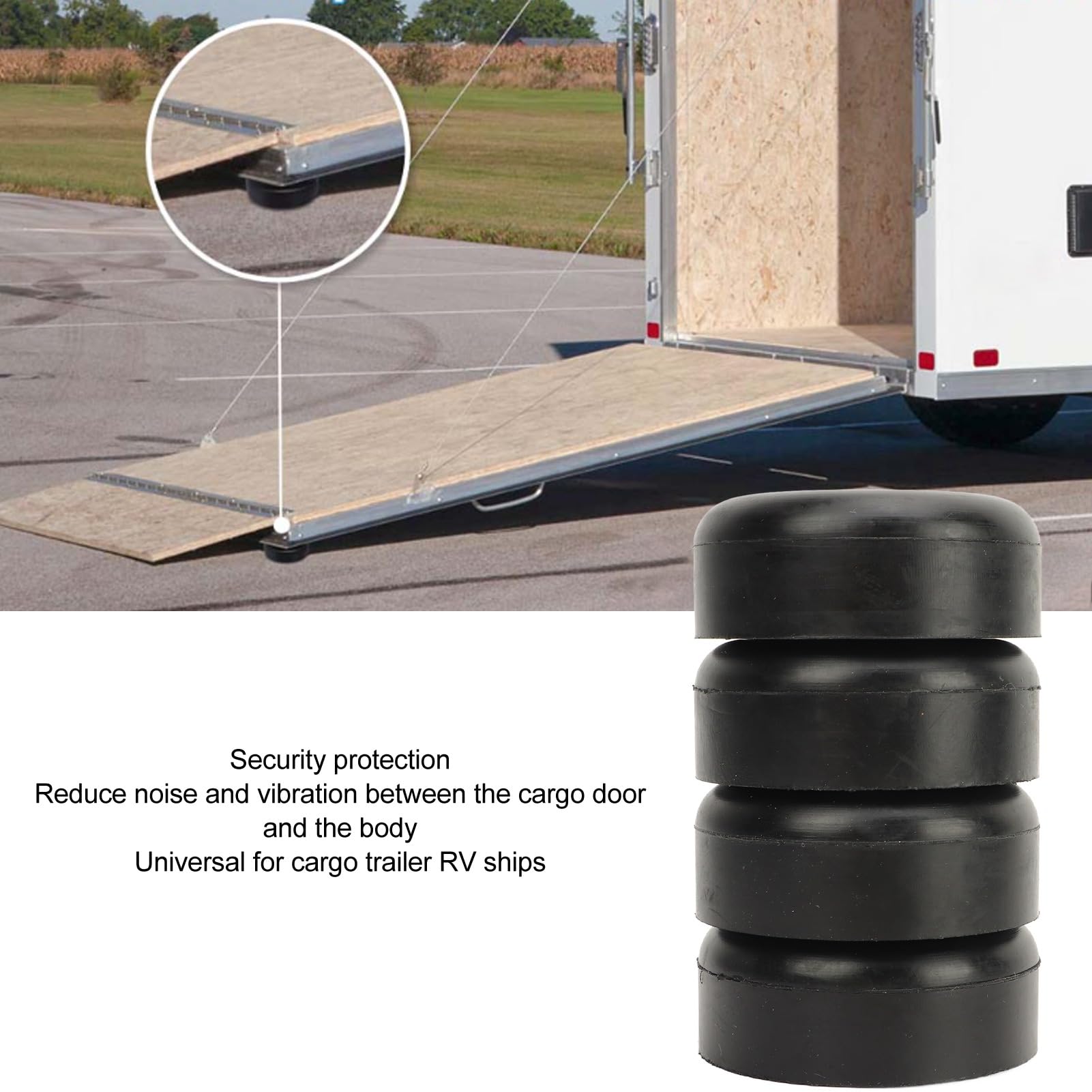 4 paraurti in gomma di ricambio per porta del rimorchio del carico, 6,3 cm, rotondi, facili da installare, adatti per anteriore e posteriore, impermeabili, accessori esterni per auto, blocco elastico