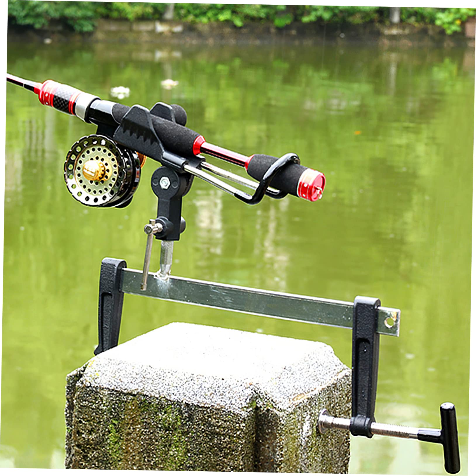 BRIGHTFUFU 360° Rotation Handle Sturdy Material for Sea and Hand Fishing Compact Fishing Rod Stand Random Style