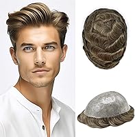 Vista 13 de Toupee - Pieza de cabello humano para hombre, sistema de reemplazo de cabello, piezas de pelo de poliuretano para hombres, tupé, protesis capilar