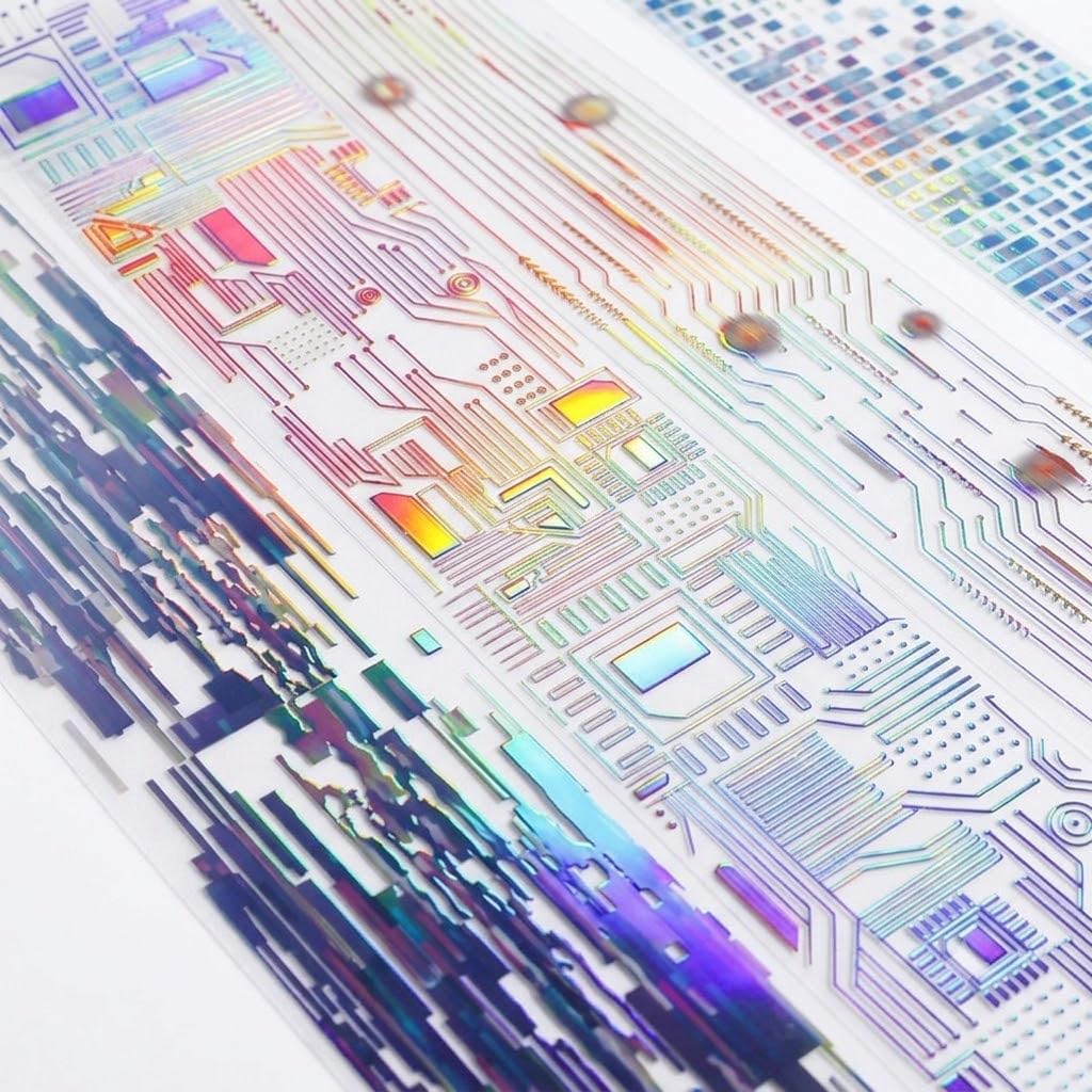 Assorted Tech-Punk Circuit Board PET Sticker Pack, 6x13.8in