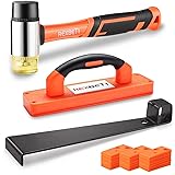 REXBETI 43-Piece Upgraded Laminate Flooring Tools, Wood Flooring Installation Kit, Solid Tapping Block with Handle, Durable Pull Bar, Diameter 1 3/8' Reinforced Double-Faced Mallet, 40 Spacers 43-Piece Premium Flooring Installation Kit