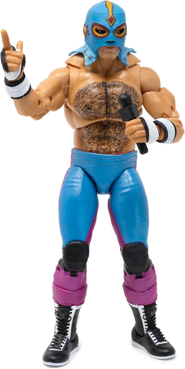 Boss Fight Studio Konnan, Legends of Lucha Libre Premium Collectible Action Figure – Highly Articulated Figurine with Accessories Including Microphone, Interchangeable Hands, and Alternate Mask – 1:12