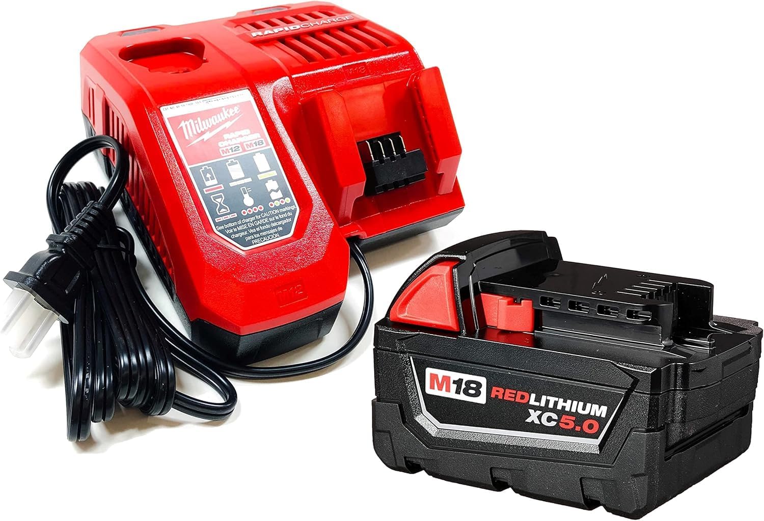 Milwaukee M18 REDLITHIUM XC 5.0Ah Battery and Rapid Charger Starter Kit