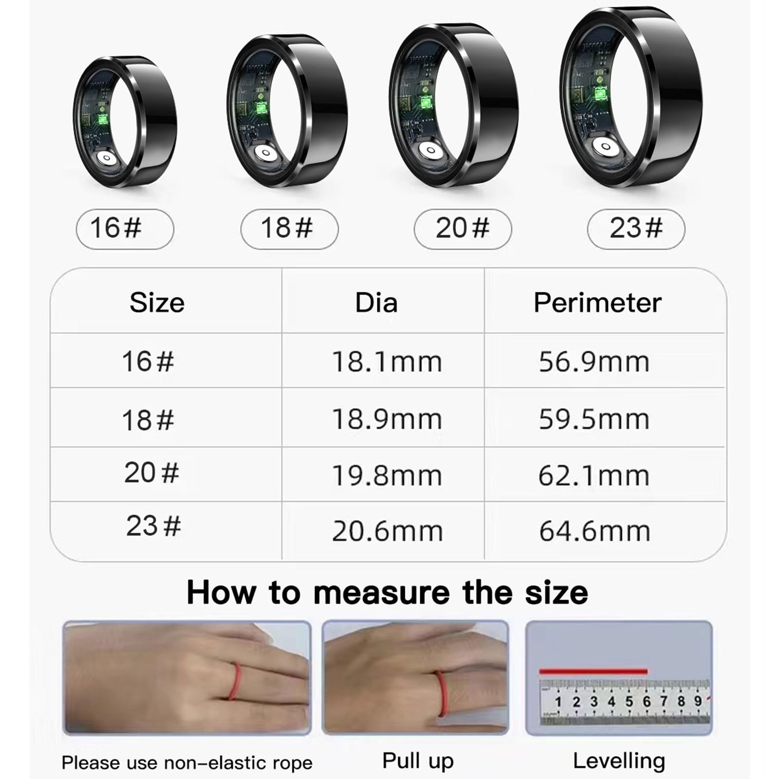 Bague intelligente podomètre Android iOS Fitness Bague de suivi pour homme et femme Fréquence cardiaque Étanche 5ATM Tracker de sommeil Bague intelligente Tracker d'activité Bague de santé