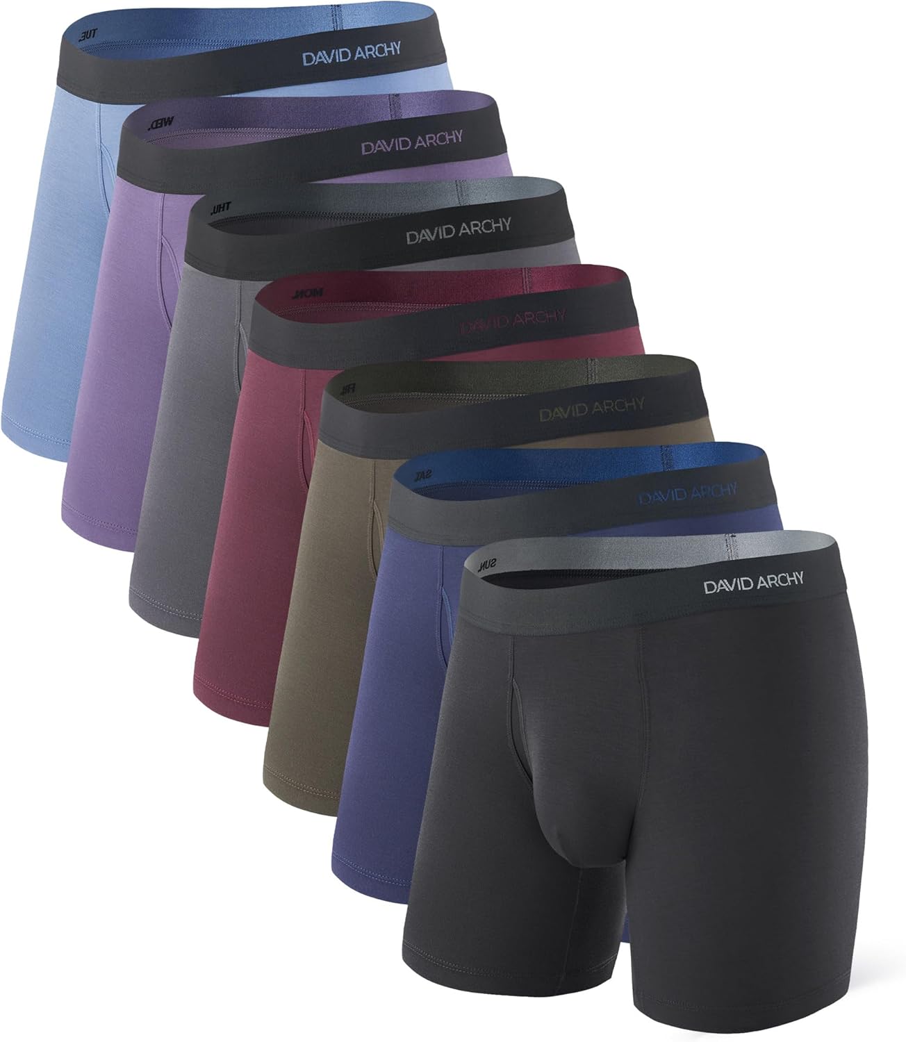DAVID ARCHY Mens Underwear Rayon Made from Bamboo 7-Pack, Wicking-Moisture & Cool Boxer Briefs with Support Pouch