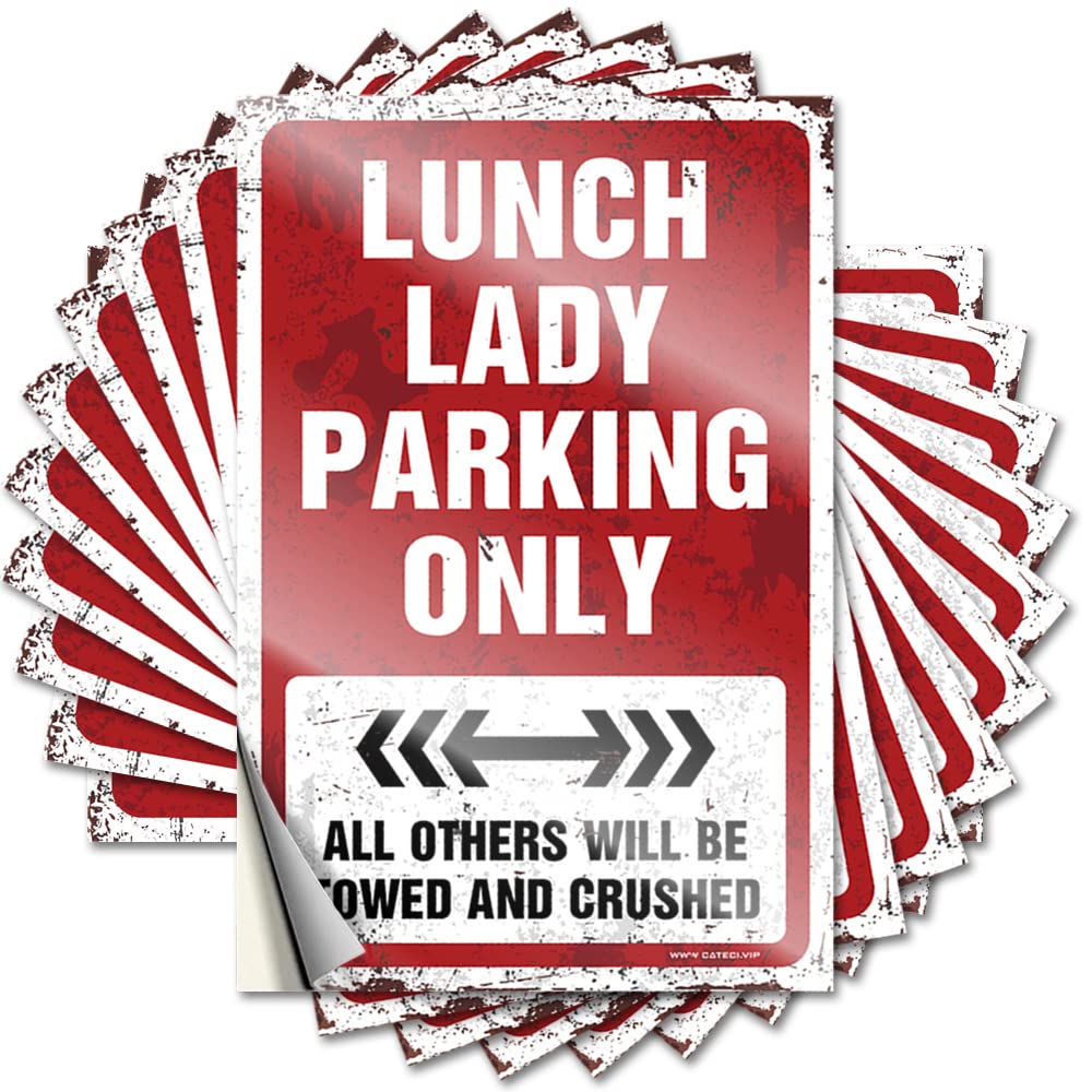 Lunch Lady Parking Only Quote Tiki Self Adhesive | Mini Cover Vinyl Sticker Pack for Items(8X12CM)