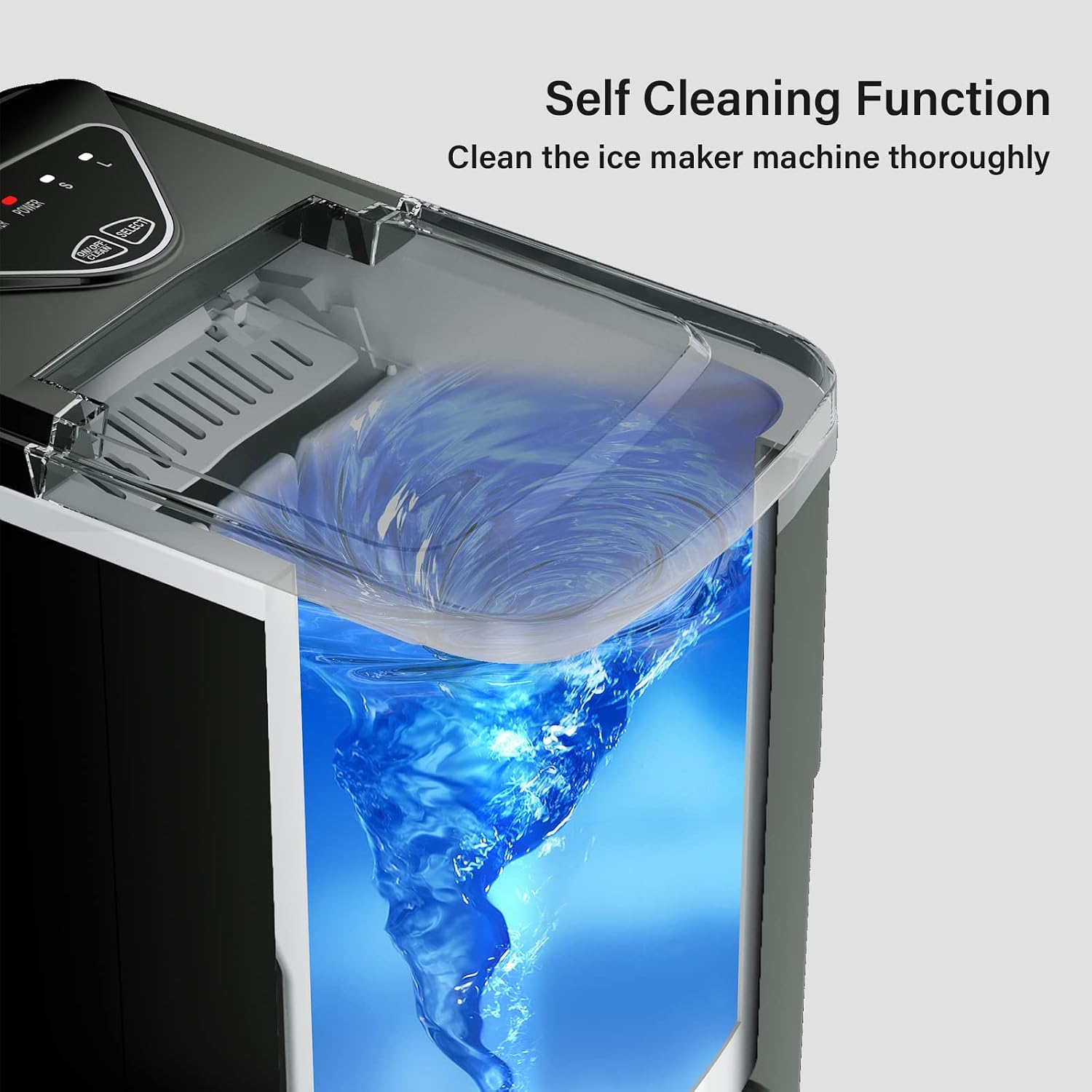Ice Makers Countertop, 9 Cubes Ready in 6 Mins, 26lbs/24Hrs Ice Cube Maker, Self-Cleaning Portable Ice Machine with Ice Scoop and Basket, 2 Sizes of Bullet Ice for Home Kitchen Office Bar Party(Black)