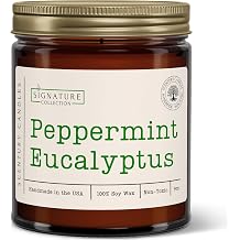 Peppermint Eucalyptus Scented Candle, Many Scents to Choose from, All Natural Non-Toxic Soy Wax, Handmade in The USAPeppermint Eucalyptus