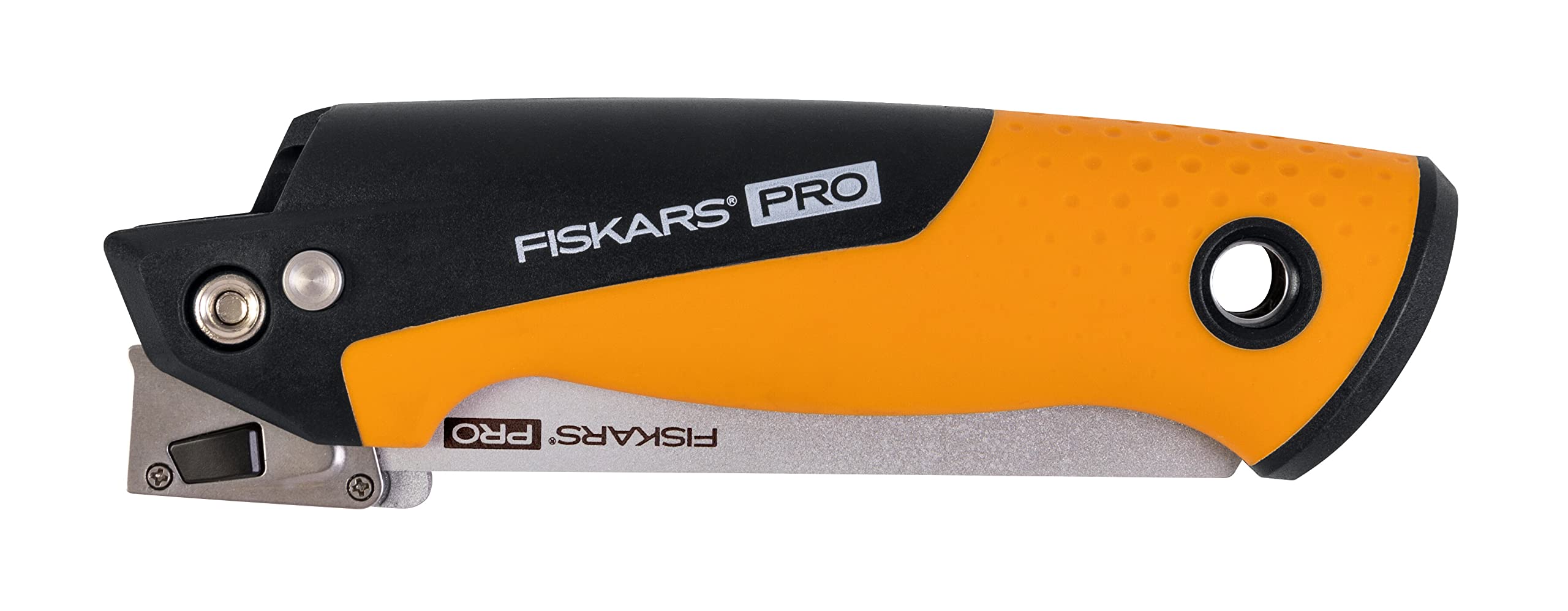 Fiskars Pro Scie pliante compacte, 2 lames de scie incluses, Longueur de la lame : 15 cm, 13 TPI et 24 TPI, Noir/orange, PowerTooth, 1062934