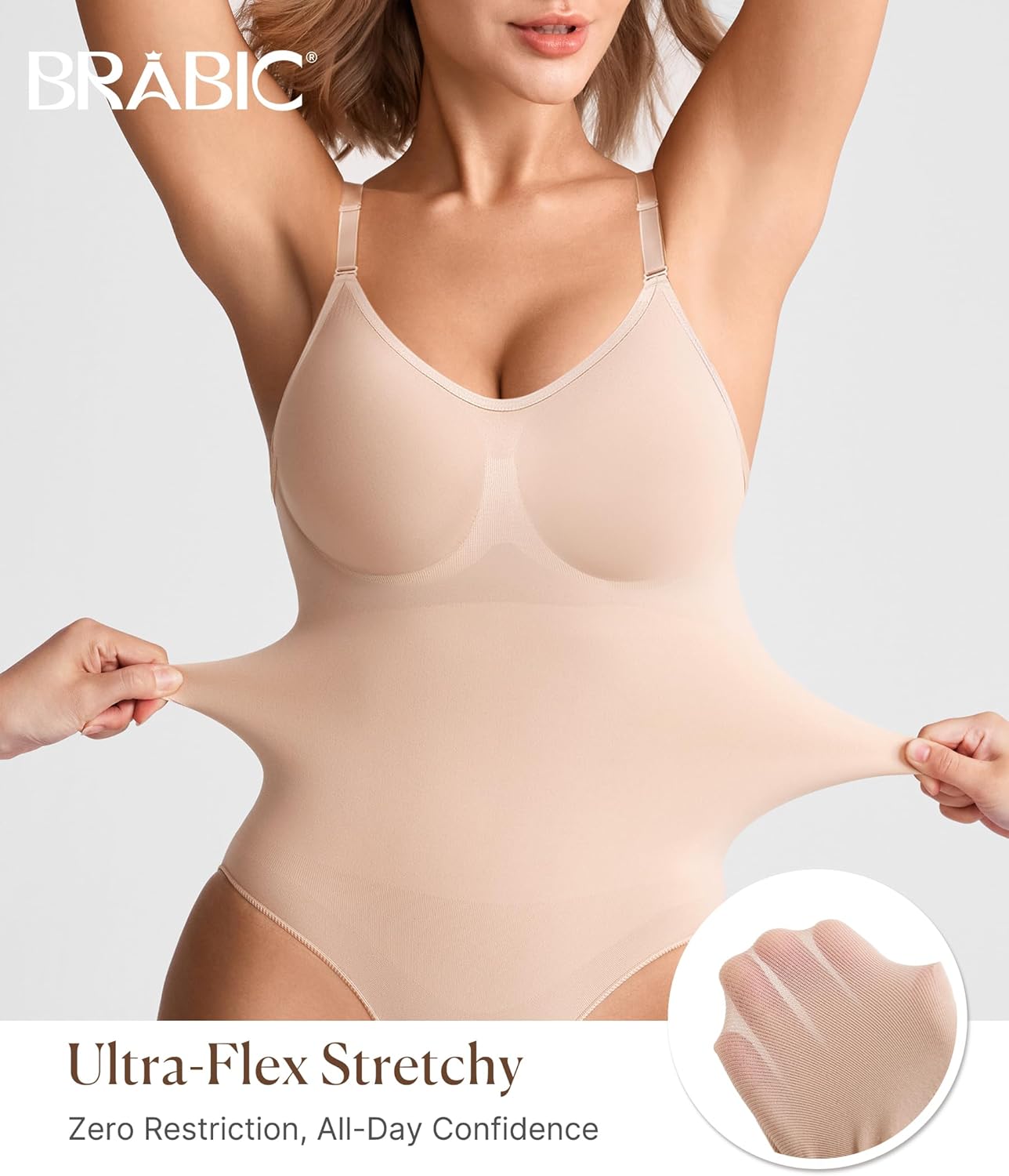 BRABIC Tummy Control Shapewear for Women Seamless Shapewear Bodysuit Body Shaper Waist Trainer Body Suit - Image 2