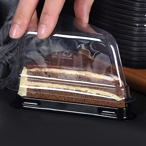 Miniatura 4 de 100 cajas de plástico para tartas con base negra para llevar, tarta de queso, postre, recipientes para Navidad, panadería, cumpleaños, boda, fiesta,