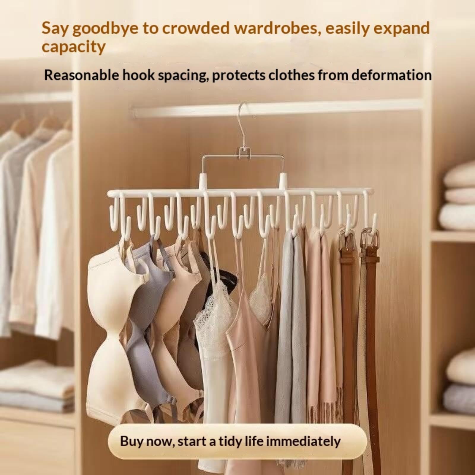 Grucce multiple a sospensione per intimo e canottiere, accessorio salvaspazio per armadio della camerata, appendino multifunzionale, ripiano porta-borse