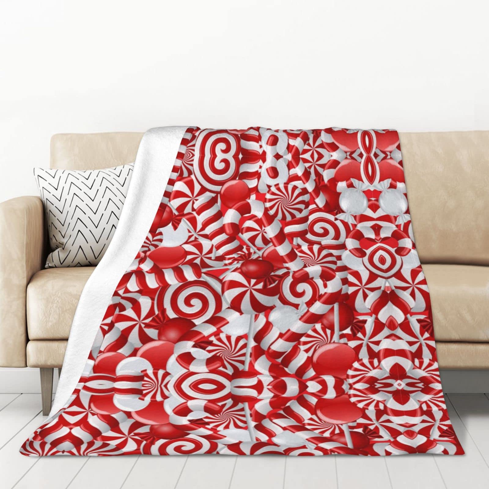 Couverture flanelle sucre d'orge 127x178 cm pour lit et canapé