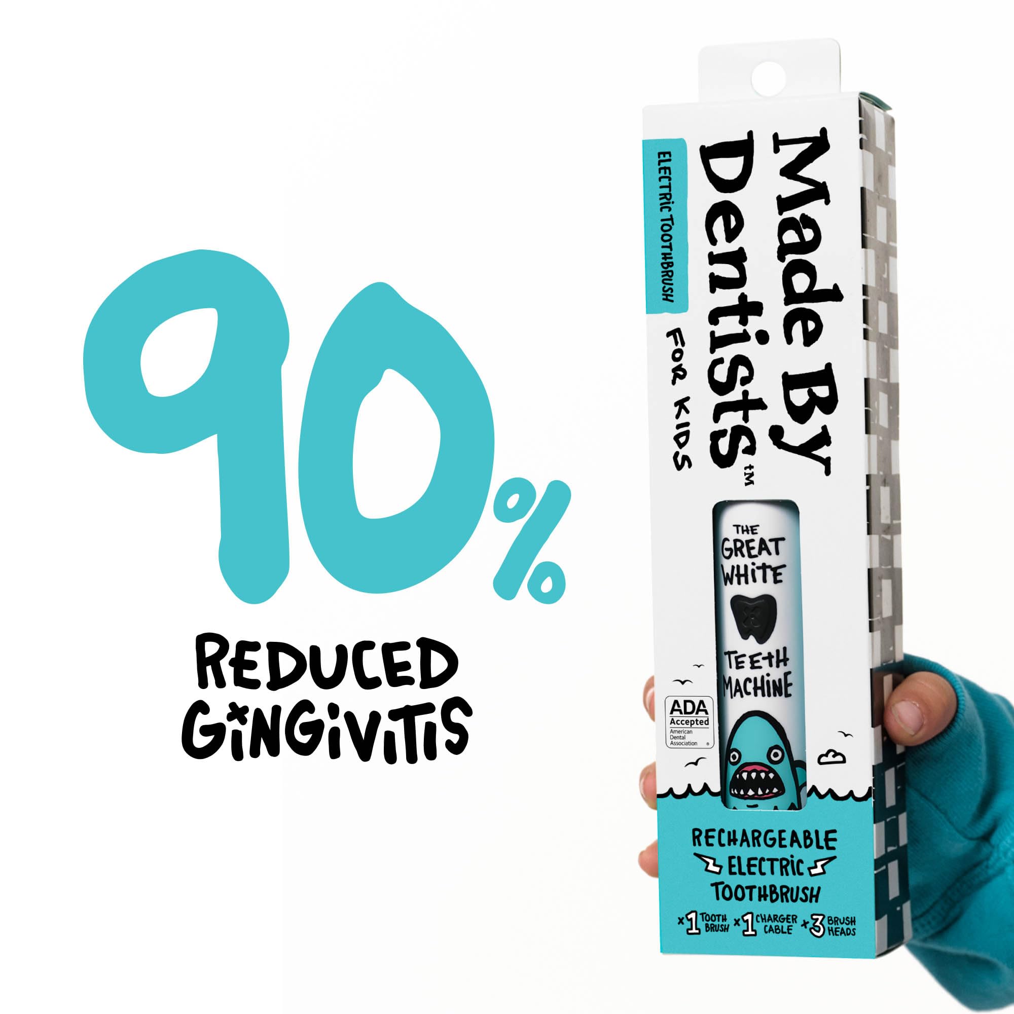 Made by Dentists Spazzolino elettrico per bambini – Spazzolino vibrante ricaricabile con timer, include 6 testine di ricambio, pulisce delicatamente i piccoli denti, per ragazze e ragazzi, bambini e