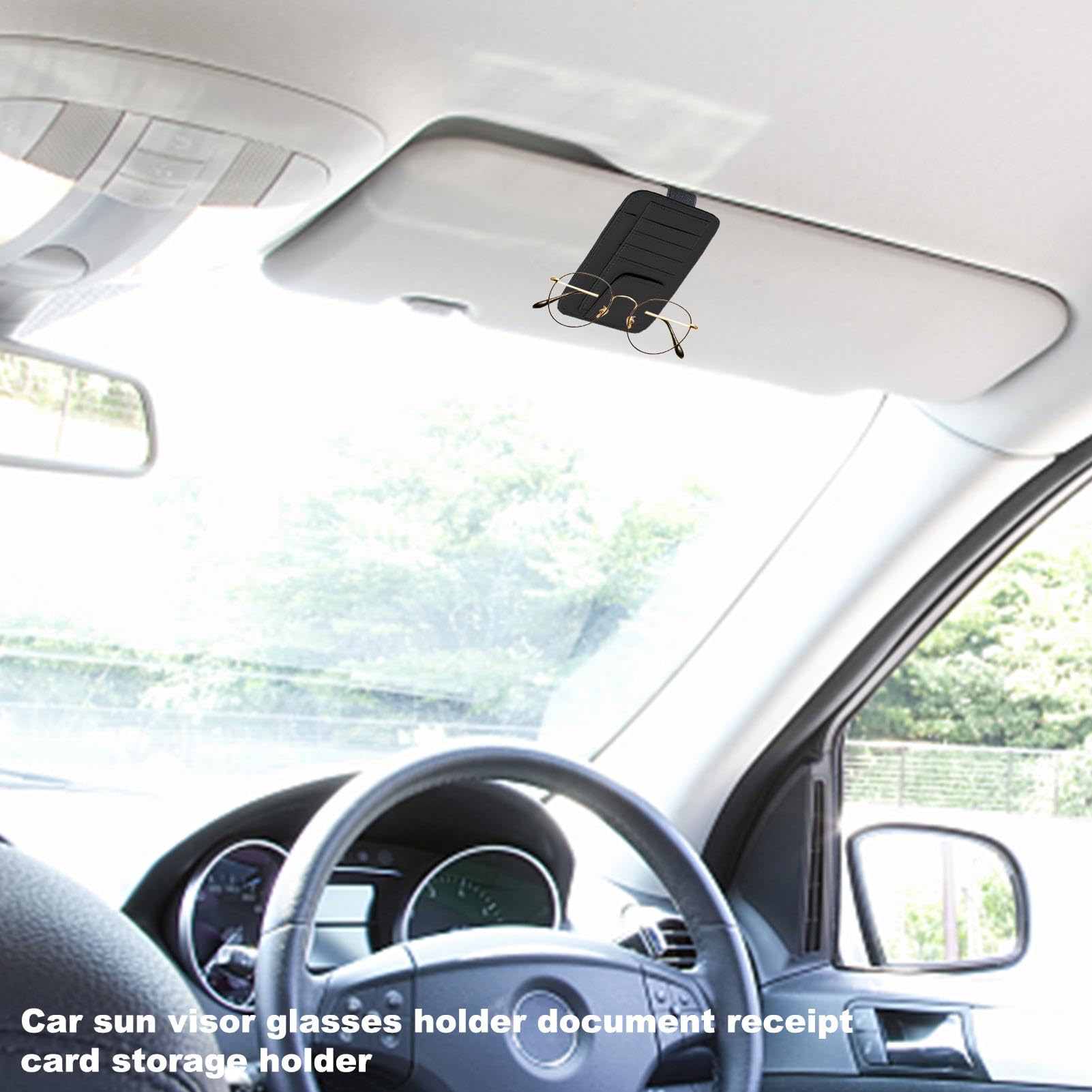 Organizer Per Visiera Auto Porta Documenti - Multitasca Per Patente, Carte, Occhiali Da Sole, Clip Regolabile, Pelle PU