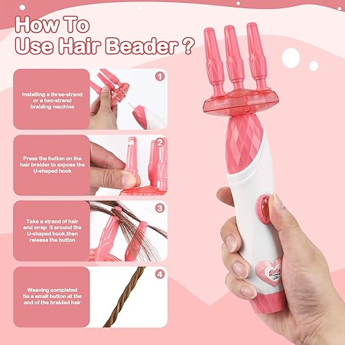 Miniatura 3 de Máquina automática para trenzar el cabello, juguetes de peluquería para niñas con trenzador, cuentas, peluca y accesorios, juego de herramientas de