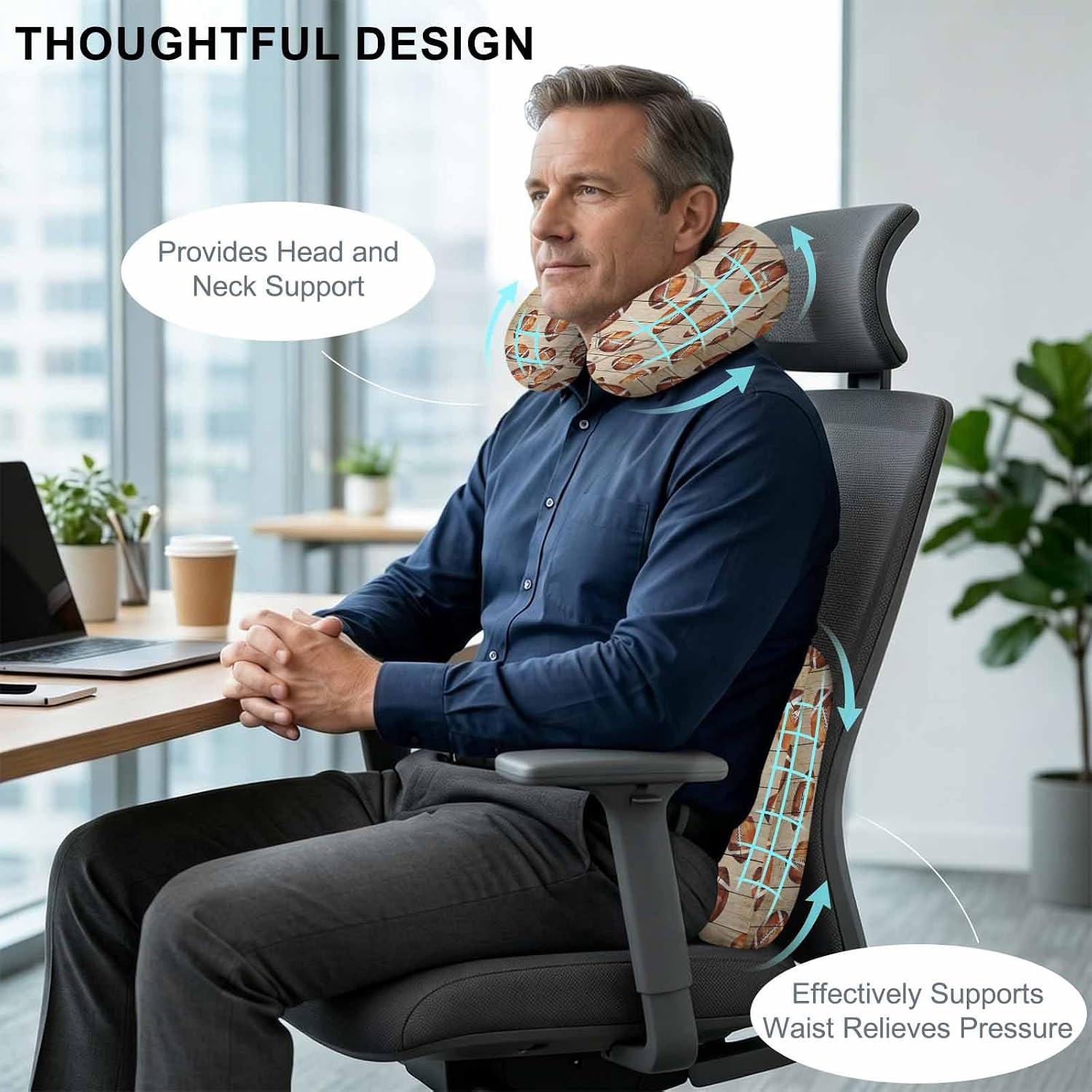 Neck Pillow Vintage Rugby Seamless Travel Pillow Memory Foam U Shaped Pillows, Ball Helmet Wood Board Travel Neck Pillows for Airplane Car Office Home Sleeping Rest