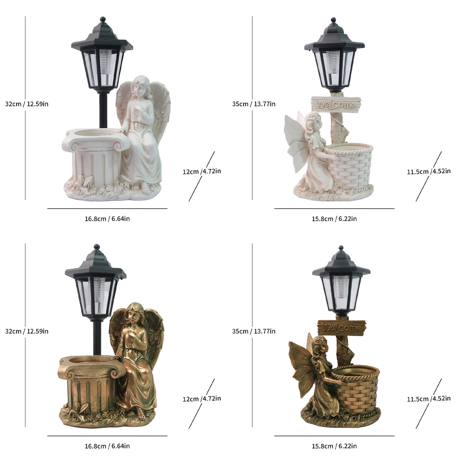 Statua luminosa da giardino solare con lanterna e, White A