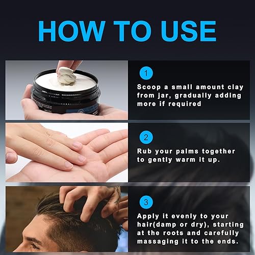 Miniatura 7 de JVR Arcilla para el cabello para hombres y mujeres, producto de arcilla texturizante con acabado mate de fijación media, producto para el cabello