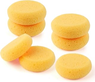 7PCS Round Yellow Painting Sponges, Artist Sponge for Watercolor, Pottery Elasticity/Water Absorption Soap Sponges, Sponge for Pottery and Cleaning Horse Saddle for Kitchen, Shoes Leather Care