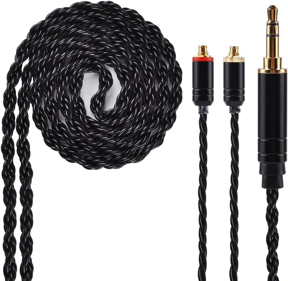 KINBOOFI 6 Core Upgrade Silver Plated Replacement Cable, Black MMCX Detachable Earphone Cable Replacement Earphone Wire for MAGAOSI K5 LZA4 A5 (3.5mm Audio Jack, MMCX)