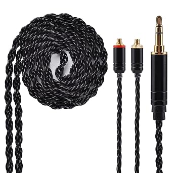 Kinboofi 6 Core MMCX Cable, Upgrade Silver Plated Replacement Cable,Black Detachable Earphone Cable Replacement Earphone Wire for Shure 846 535 215 315 MAGAOSI K5 LZA4 3.5mm Audio Jack, MMCX