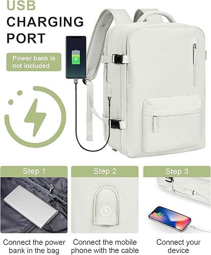 Miniatura 3 de VECAVE Mochila de viaje para laptop, mochila aprobada para vuelos,Mochila deportiva para universidad casual, N-yywhite-2