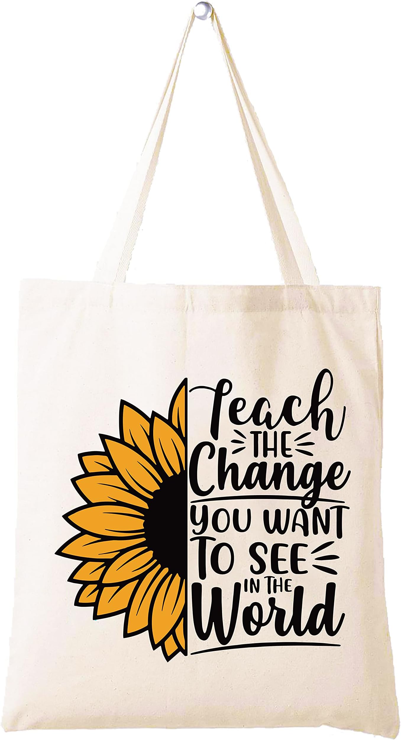 LIBIHUA Teach the Change You Want to See in the World - Shoulder Bag Tote for Teachers - Appreciation Gifts for Teacher Month, Birthday, Christmas