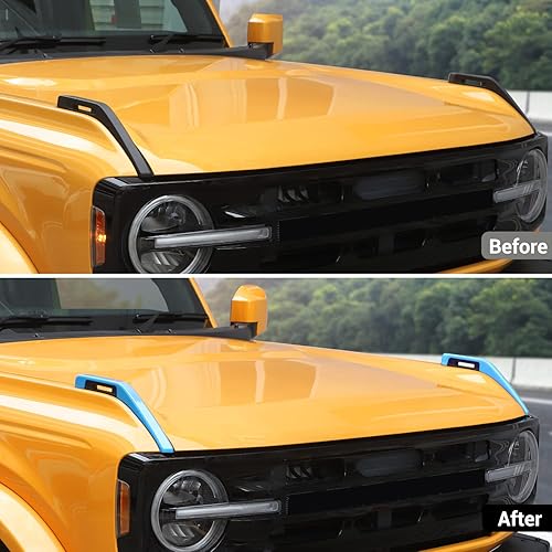 Miniatura 2 de Hoolcar Cubierta de bisagra del capó del motor, cubierta de manija de liberación del capó, accesorios exteriores para Ford Bronco 2021-2022, azul