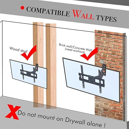 Miniatura 4 de Soporte de pared para TV de 32 a 65 pulgadas, soporte de TV con inclinación y ajuste de nivel, soporte universal de TV soporte de TV Soporte de TV