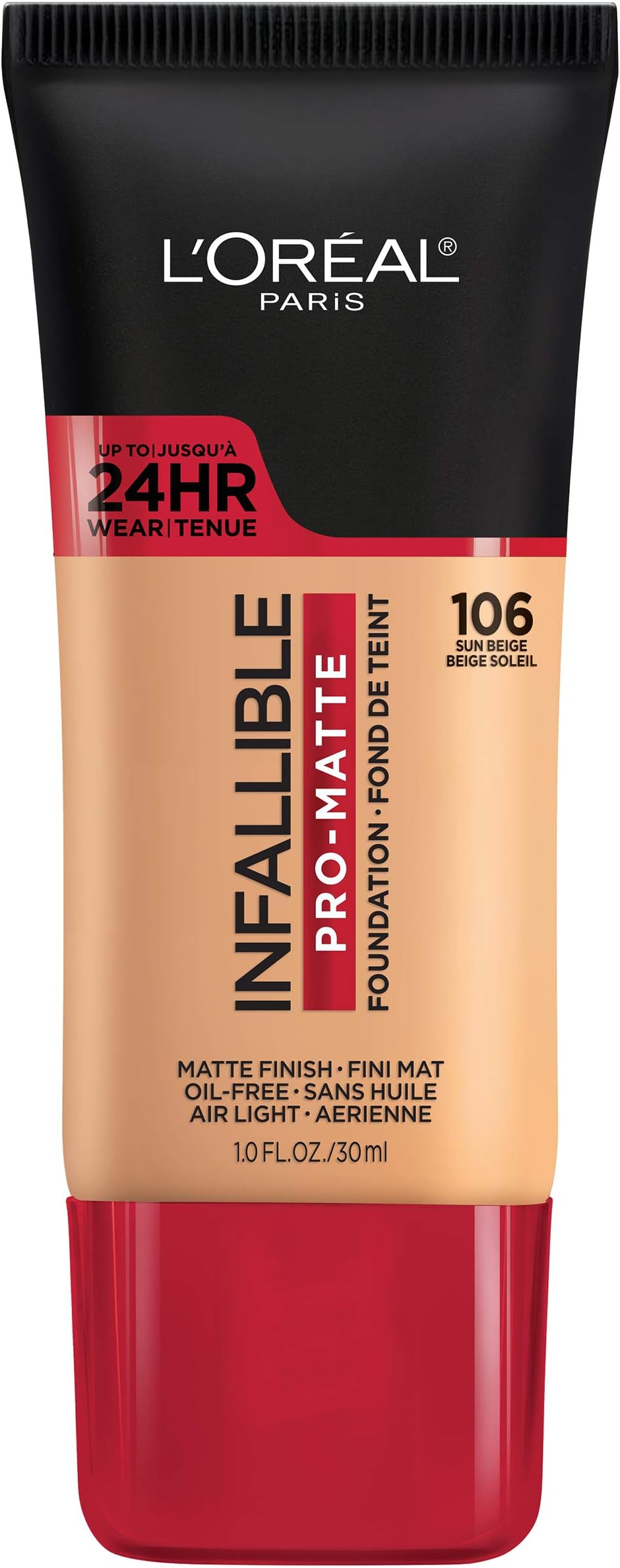 L'Oreal Paris Cosmetics Makeup Infallible Pro-Matte Liquid Longwear Foundation, Sun Beige, 1 fl oz