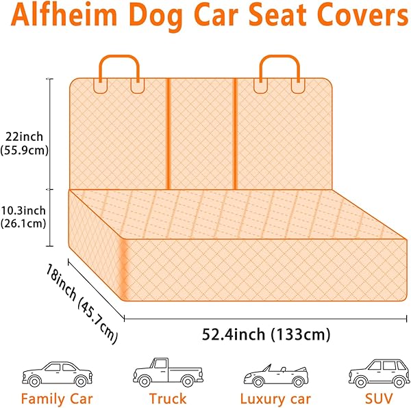 Alfheim Alfheim Dog Car Seat Cover, Universal fit for Most Cars, Waterproof and Scratchproof Back Seat Cover, Nonslip Durable Washable Dog Travel Hammock in use