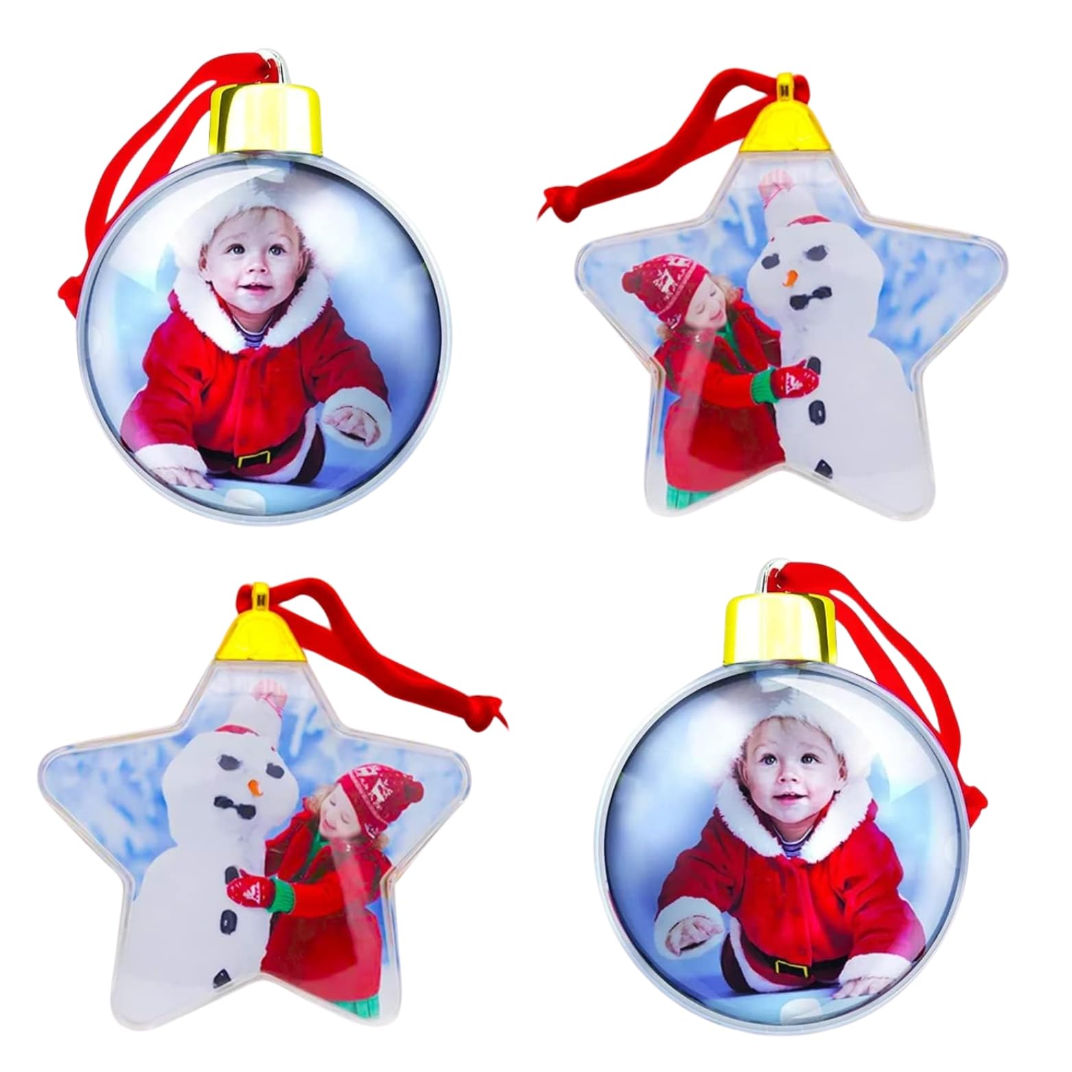 Adornos arbol Navidad Personalizados - Bolas Personalizadas 4 unids - Bolas Transparentes con Fotos - Bolas rellenables para arbol de Navidad