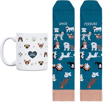 UO Dog Love, Coffee Mug and Funny Socks Set, Original Gift for Men, One Size for Men, End of School Gift for Teacher
