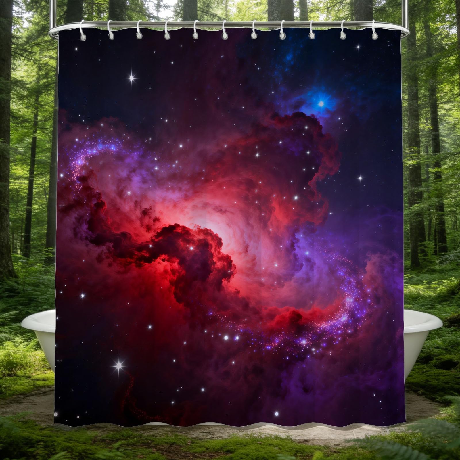 Hongduo 3D Nebula Shower Curtain for Stalls Bathtubs Mysterious Constellation Bathroom Decor Shower Curtain Set Polyester Fabric Waterproof 180x200cm/71X79 Inch with Hooks