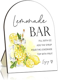 Lemonade Bar Table Sign, Lemonade Bar Sign for Baby Shower, Lemon Wooden Welcome Stand Signs, Drinking Station Decorations, Lemon Party Wooden Signs, Gender Reveal Party Decor Supplies 8x10 Inch