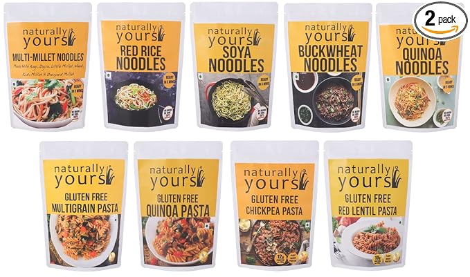 Combo of Noodles and Pasta, No Maida, Preservative Free, Non-Fried, Vegan, Net Weight 1700g (Bundle/Pouch)