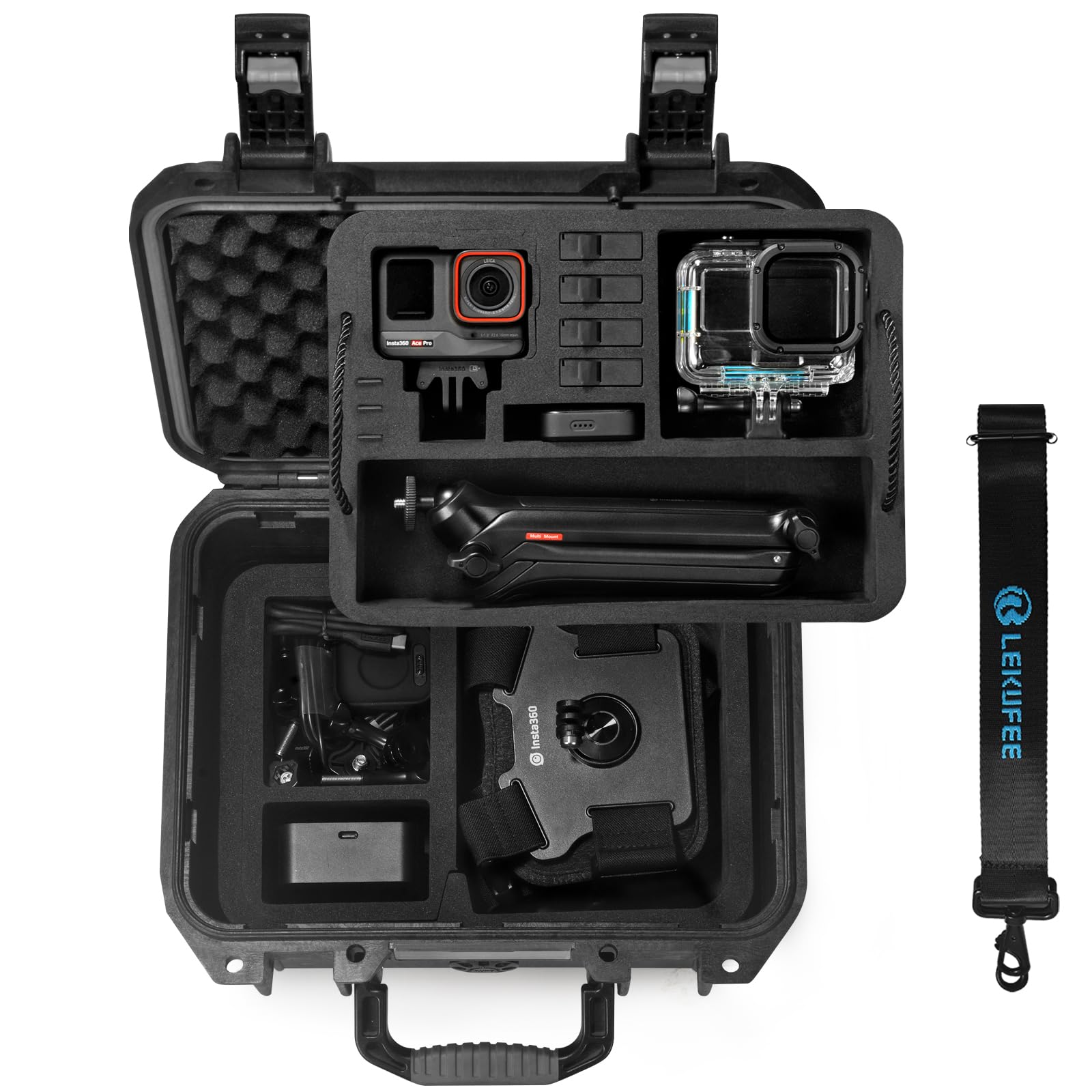 LEKUFEE Custodia Rigida Impermeabile per Insta360 Ace Pro 2/Insta360 Ace Pro/Insta360 Ace/Camera d'azione impermeabile e altri accessori (solo Valigia)