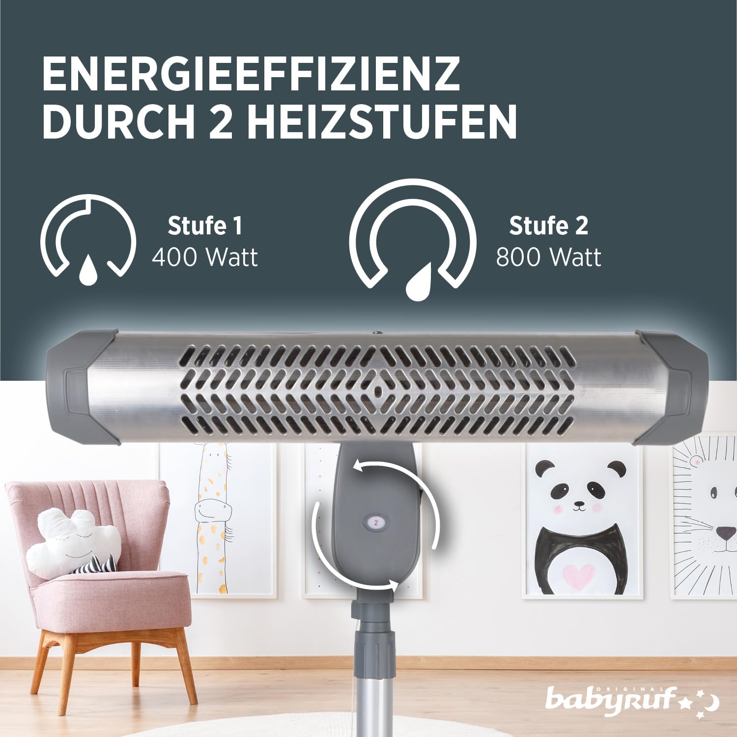 Grzejnik z modułową podstawą i stabilnym uchwytem ściennym 800 W