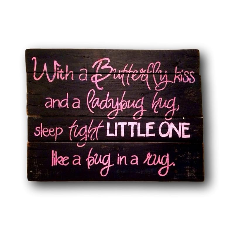 Amazon.com: With A Butterfly Kiss And A Ladybug Hug Sign, Nursery Wall ...